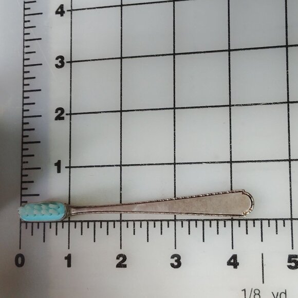 Vintage Sterling Silver Child's Toothbrush Collectible W/ Turquoise Accent & Sof - Picture 6 of 6